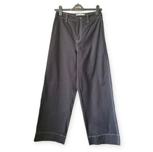 twik Black Wide-Leg Jeans with Contrast White Stitching